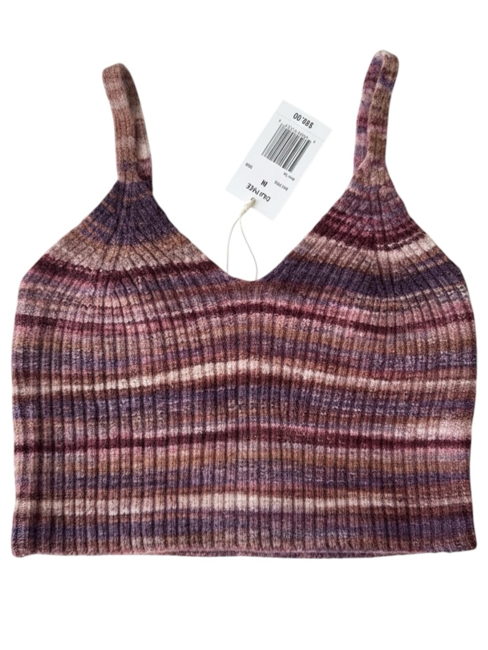 L*Space Demi Crop Tank Top Sundown Space Dye Knit NWT Medium Strappy Scoop VNeck - Picture 5 of 11